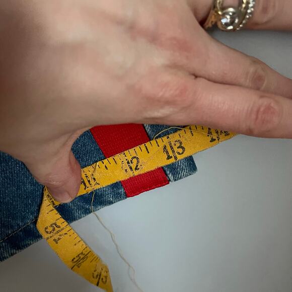 Commense Blue Wide Leg Jeans Red Track Stripe NWT sz XL 100% Cotton Minimalist - Picture 6 of 10